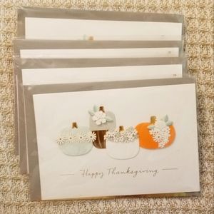 Hallmark Thanksgiving 3D Pumpkin Cards Gold Foil 4pack